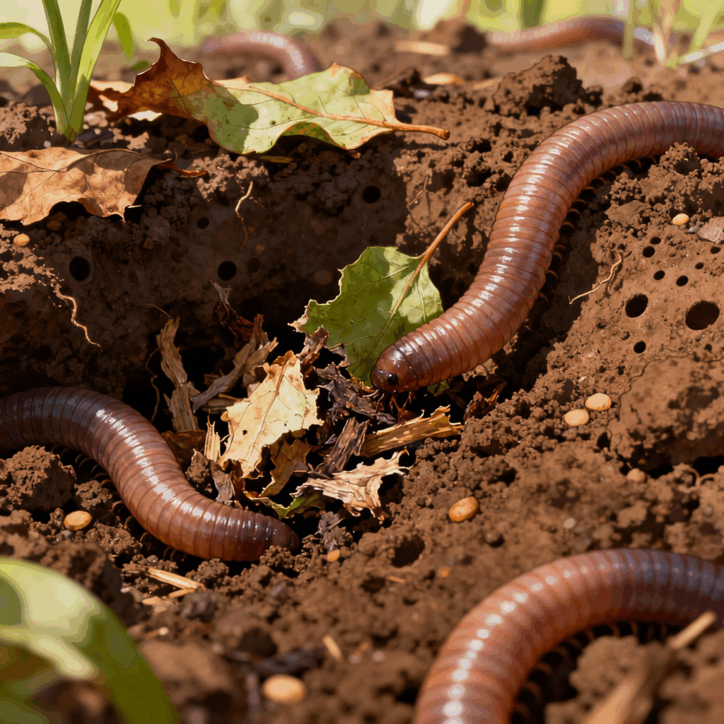 Earthworms in Soil