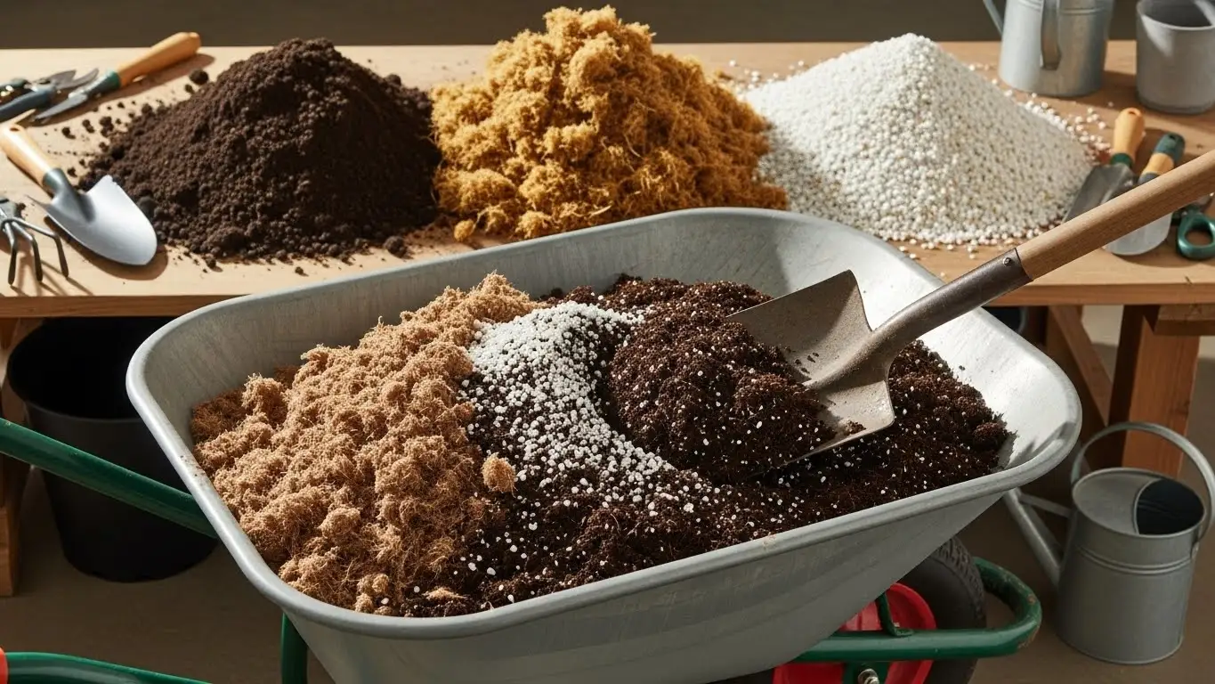 Mixing peat moss compost and perlite for 5 gallon bucket tomato soil